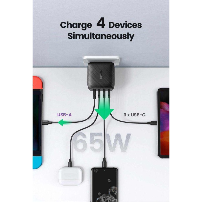 UGREEN USB-A+3*USB-C 65W  GaN Tech Fast Charger - CD224 - 70774