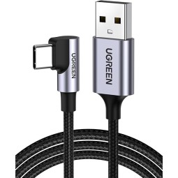 UGREEN Angled USB-C Male To USB2.0 A Male 3A Data Cable(90°Angle) Black - US284 - 50941