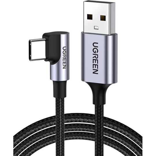 UGREEN Angled USB-C Male To USB2.0 A Male 3A Data Cable(90°Angle) Black - US284 - 50941