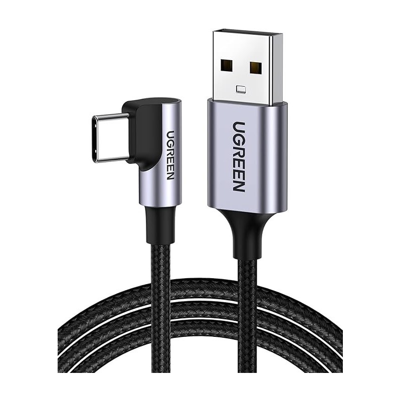 UGREEN Angled USB-C Male To USB2.0 A Male 3A Data Cable(90°Angle) Black - US284 - 50941