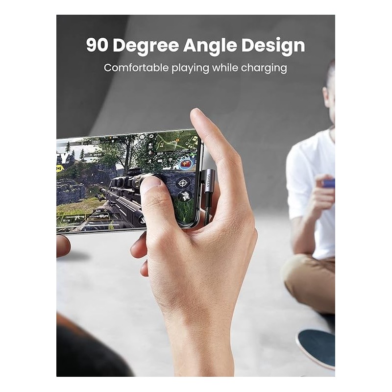 UGREEN Angled USB-C Male To USB2.0 A Male 3A Data Cable(90°Angle) Black - US284 - 50941