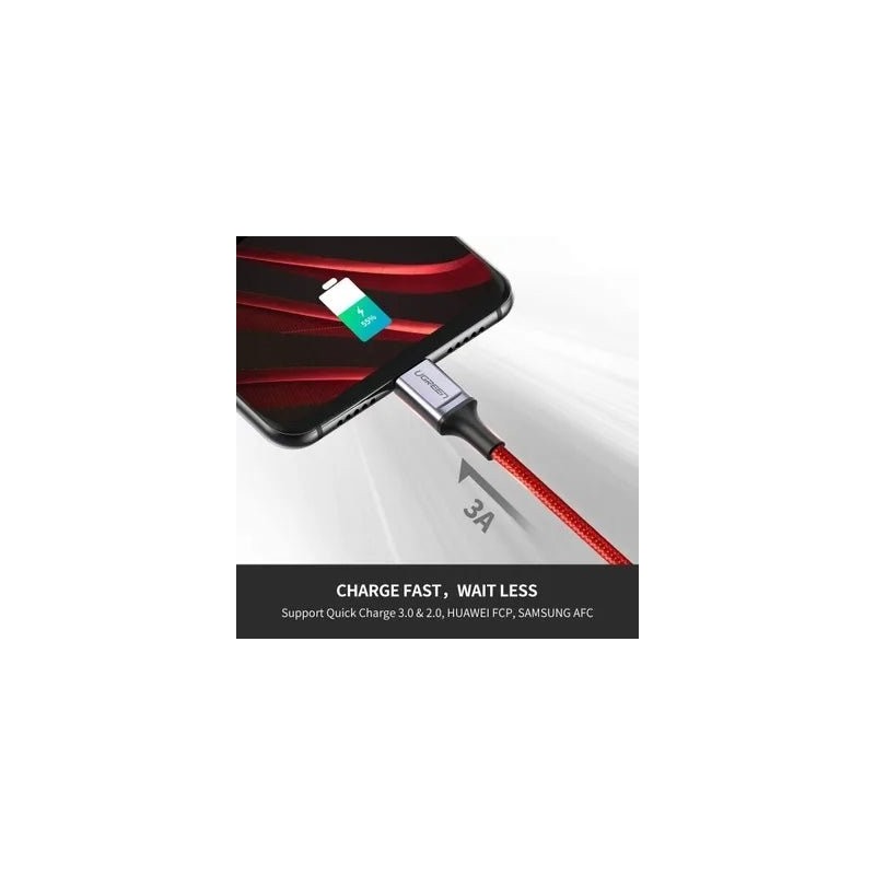 UGREEN USB-C Male To USB 2.0 A  Male 6A Data Cable  For Huawei Supercharge Red 1M - US505 - 20527