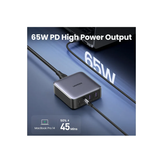 UGREEN 2*USB-A+2*USB-C 65W Desktop Fast Charger EU Black - CD327 - 90747