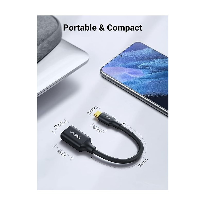 UGREEN USB-C Male To USB 3.0 A Female OTG Cable Black 15CM - US154 - 30701