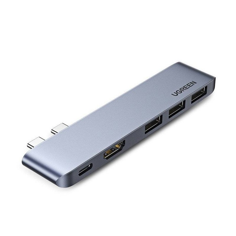 UGREEN Dual USB-C To HDMI+3*USB 3.0 A+Type C Female Converter Grey - CM251 - 60559