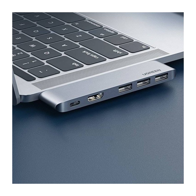 UGREEN Dual USB-C To HDMI+3*USB 3.0 A+Type C Female Converter Grey - CM251 - 60559