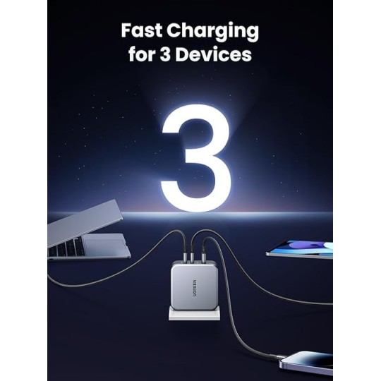 UGREEN USB-A+2*USB-C 140W GaN Tech Fast Charger with C to C Cable 1.5M EU - CD289 - 90549