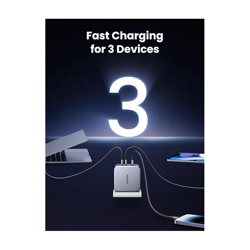 UGREEN USB-A+2*USB-C 140W GaN Tech Fast Charger with C to C Cable 1.5M EU - CD289 - 90549