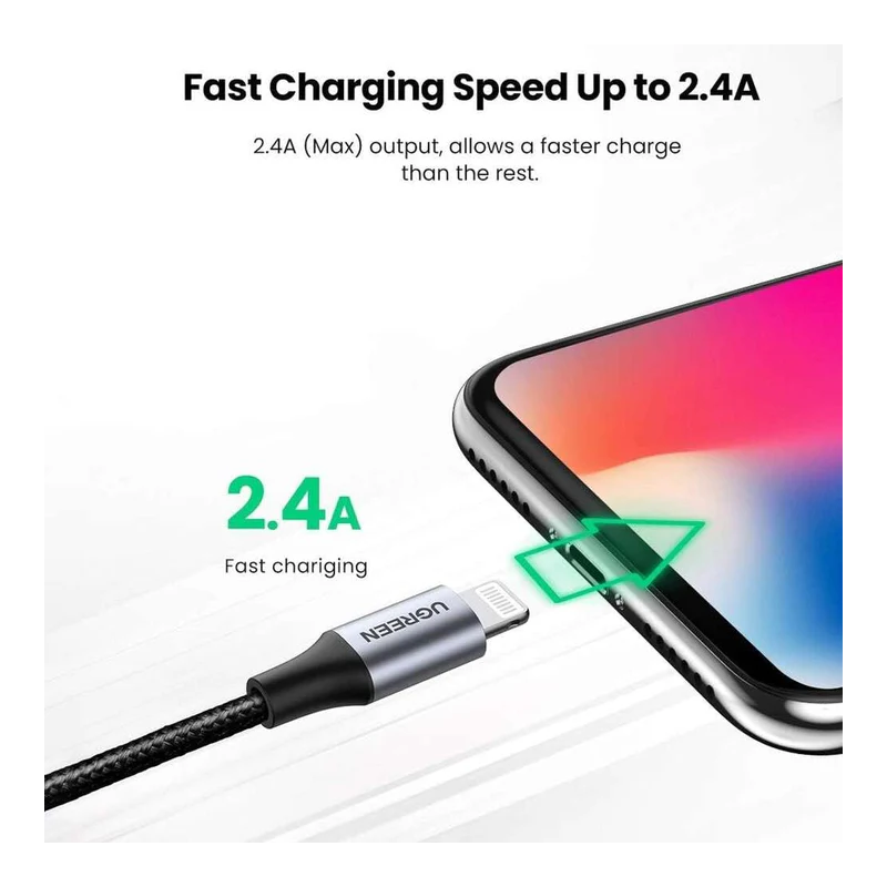 UGREEN Lightning To USB 2.0 A  Male Cable Sliver - US199 - 60161