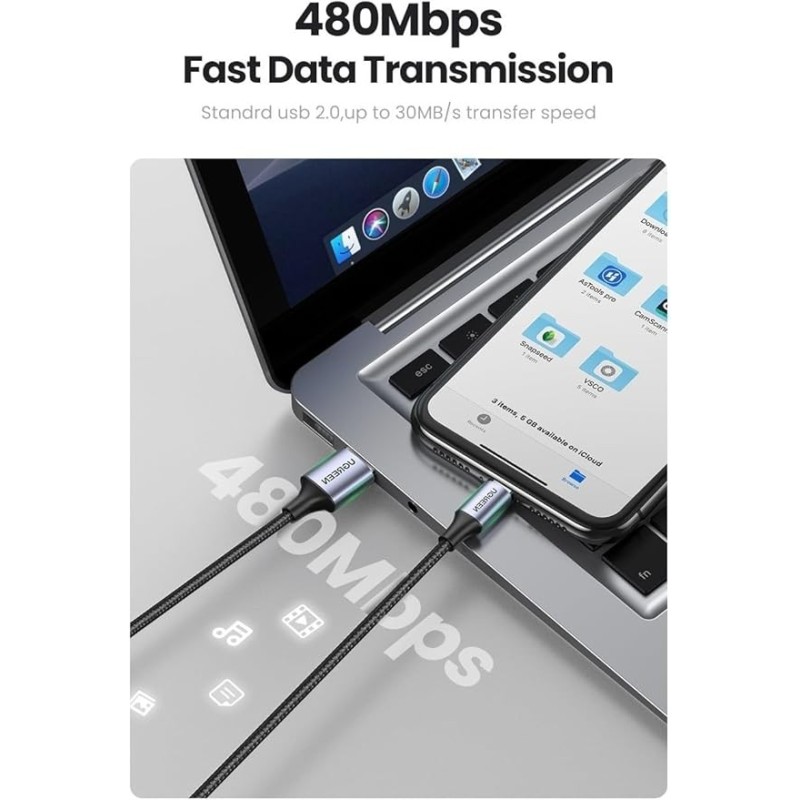 UGREEN Lightning To USB 2.0 A  Male Cable Sliver - US199 - 60161