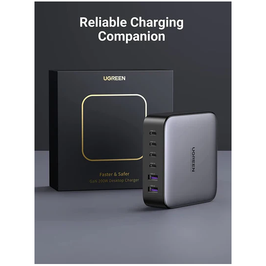 UGREEN 2*USB-A+4*USB-C 200W Desktop Fast Charger EU Black - CD271 - 40914