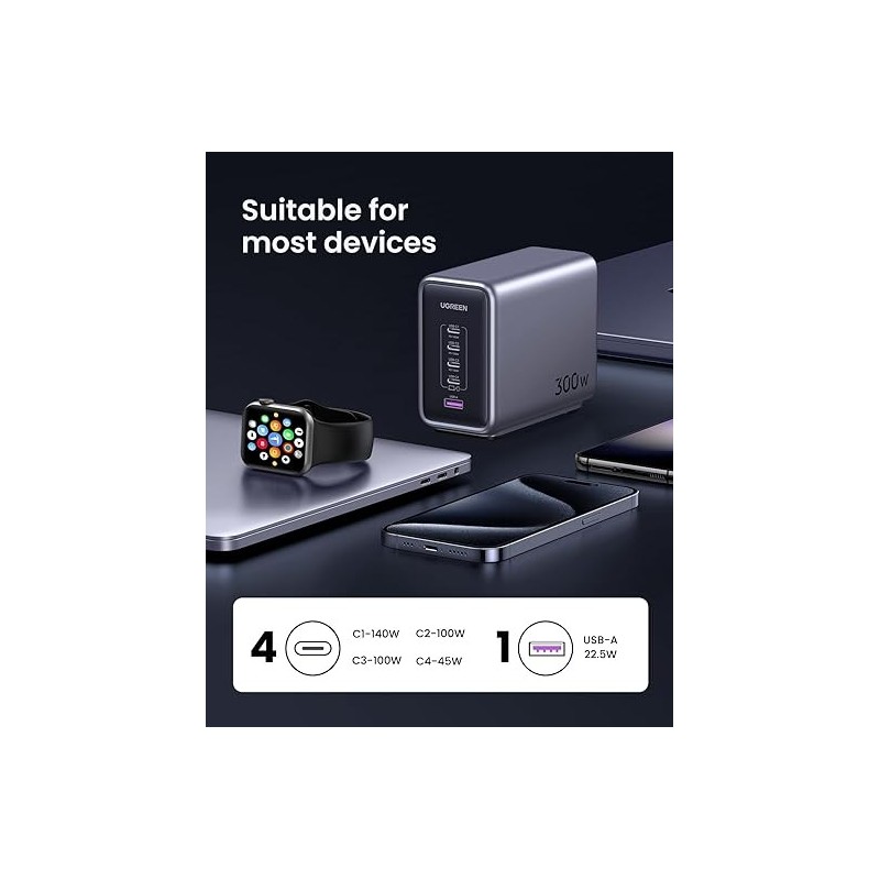 UGREEN Nexode 300W 5-Port PD GaN Fast Charger EU - CD333 - 90903B