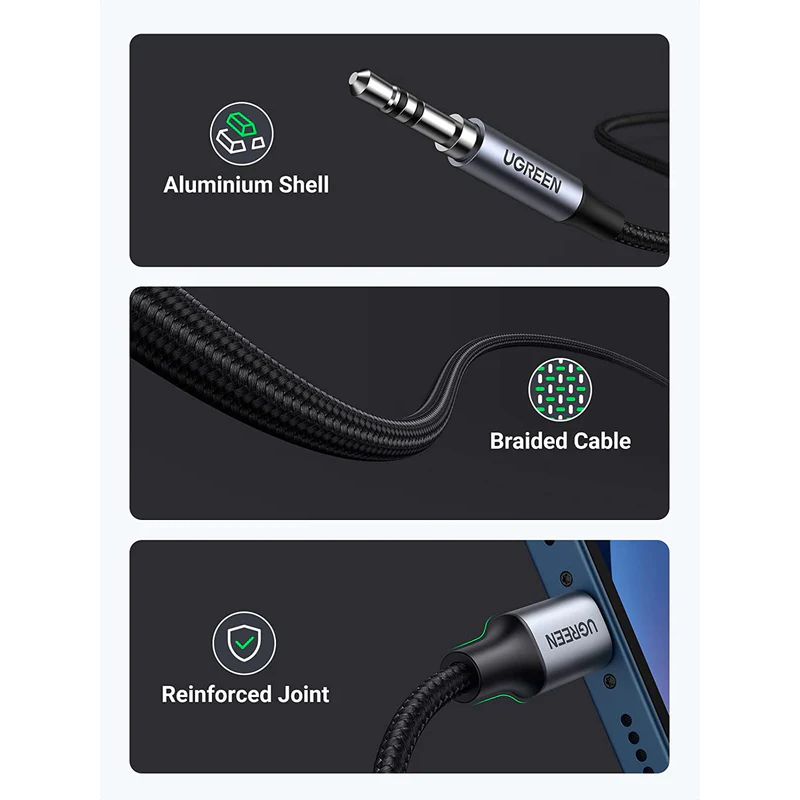 UGREEN Lightning To 3.5mm Male Adapter Cable 1M Grey - US315 - 70509