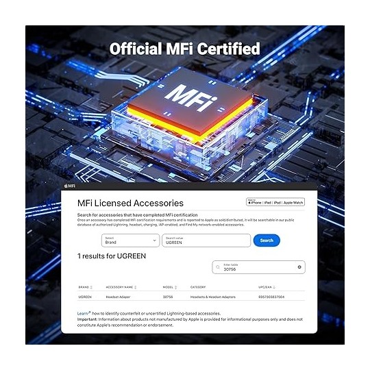 UGREEN Lightning To 3.5mm Female Adapter Grey - US211 - 30756