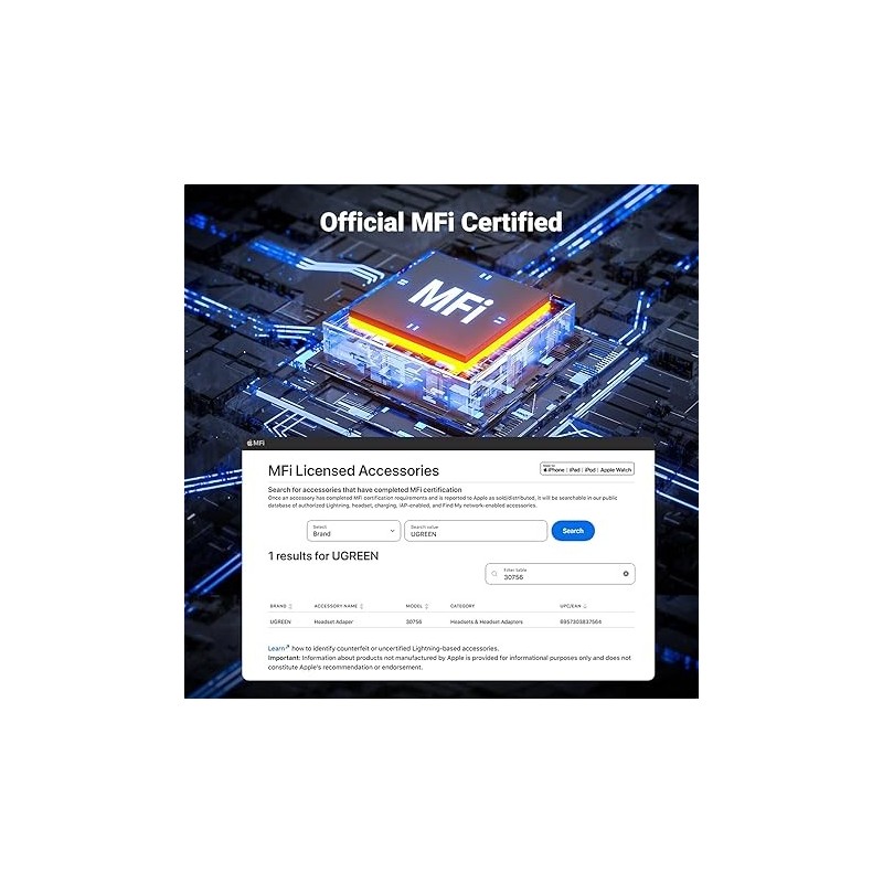 UGREEN Lightning To 3.5mm Female Adapter Grey - US211 - 30756