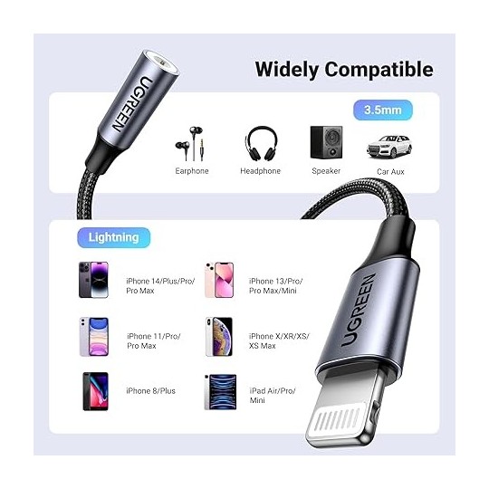 UGREEN Lightning To 3.5mm Female Adapter Grey - US211 - 30756