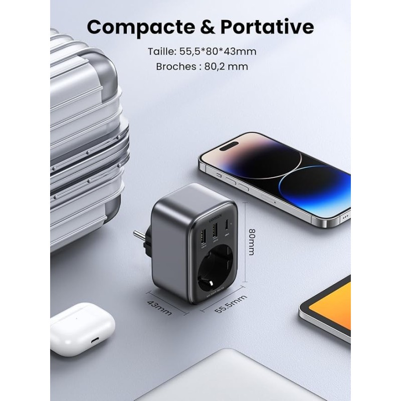 UGREEN Outlet Extender(1 AC outlets +  30W 2A1C) - CD314 - 90613