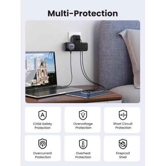 UGREEN DigiNest Power Strip(3 AC Outlets + 30W 2A1C) UK - S530 - 15360