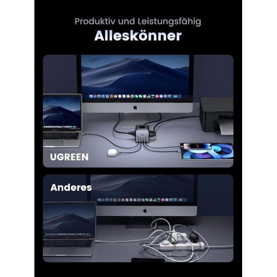 UGREEN DigiNest Cube Power Strip (3 AC Outlets +  65W 2A2C) EU Black - CD268 - 60113