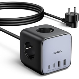 UGREEN DigiNest Cube Power Strip (3 AC Outlets +  65W 2A2C) EU Black - CD268 - 60113