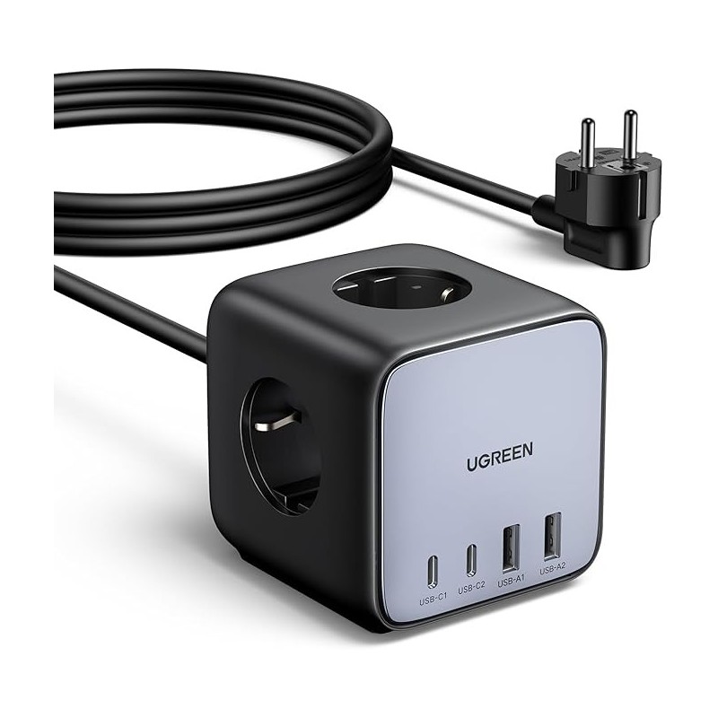 UGREEN DigiNest Cube Power Strip (3 AC Outlets +  65W 2A2C) EU Black - CD268 - 60113