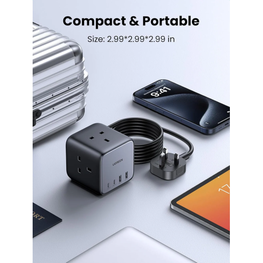 UGREEN DigiNest Cube Power Strip (3 AC outlets +  65W 2A2C) - CD268 - 90906