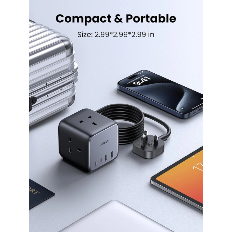 UGREEN DigiNest Cube Power Strip (3 AC outlets +  65W 2A2C) - CD268 - 90906