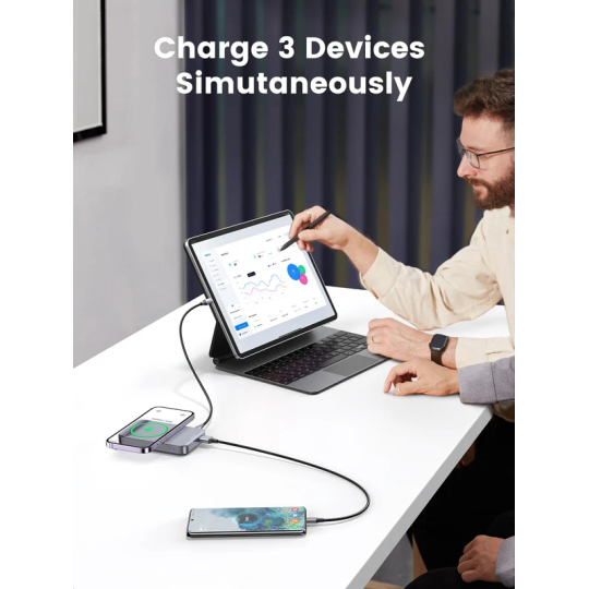 UGREEN 10000mAh MIni Magnetic Wireless 20W Power Bank With Hoder - PB206 - 15086