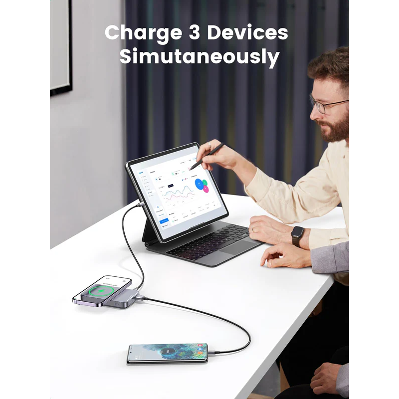 UGREEN 10000mAh MIni Magnetic Wireless 20W Power Bank With Hoder - PB206 - 15086