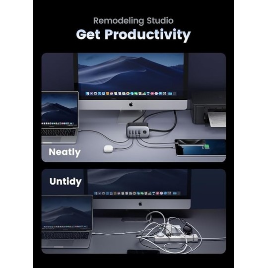 UGREEN DigiNest Pro Power Strip(2 AC Outlets +  100W  3C1A) EU - CD270 - 60167