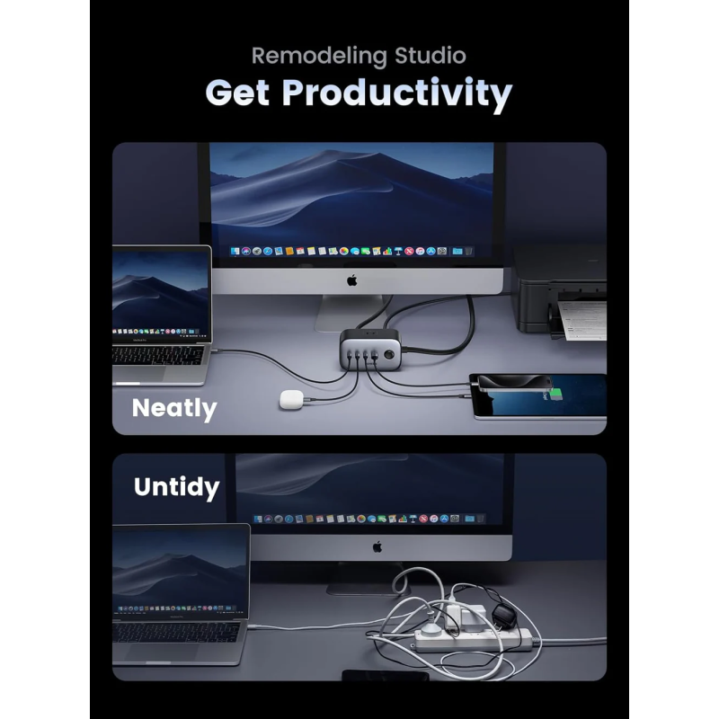 UGREEN DigiNest Pro Power Strip(2 AC Outlets +  100W  3C1A) UK - CD270 - 60168