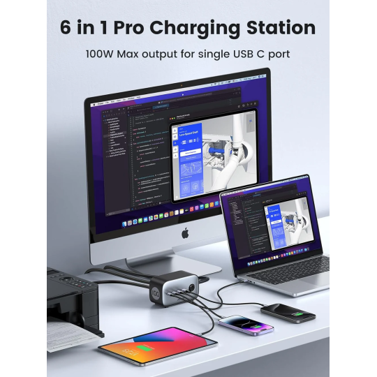 UGREEN DigiNest Pro Power Strip(2 AC Outlets +  100W  3C1A) UK - CD270 - 60168