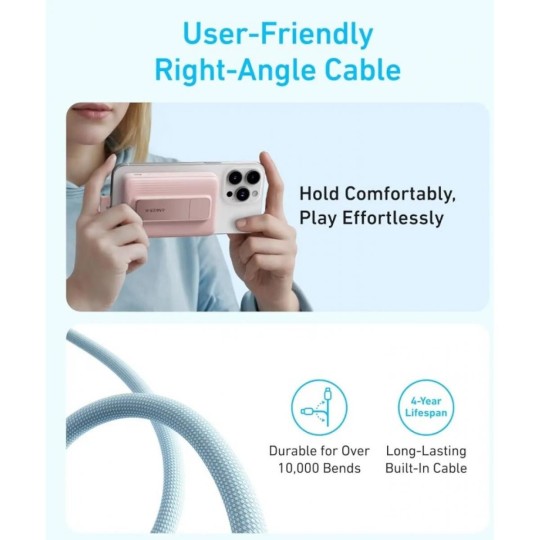 Anker Power Bank (10K, Magnetic, Built-In USB-C Cable)-Blue - A1685H31