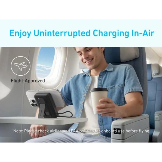 Anker Power Bank (10K, Magnetic, Built-In USB-C Cable)-Blue - A1685H31