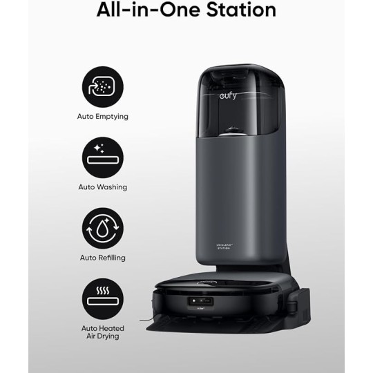 Anker eufy Omni S1,Robot Vacuum Cleaner with Mop, 8000 Pa Powerful Suction, All-in-One Station - T2071G11