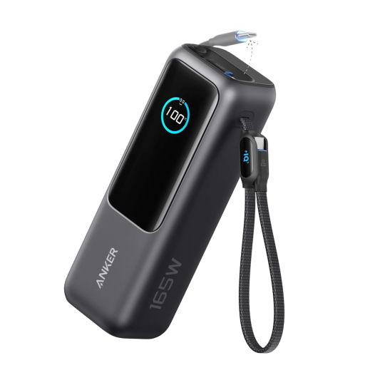 Anker Power Bank (25K, 165W, Built-In USB-C and Retractable Cable) - A1695H11