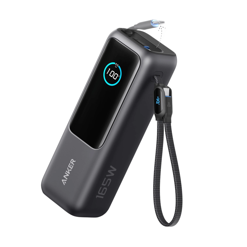 Anker Power Bank (25K, 165W, Built-In USB-C and Retractable Cable) - A1695H11