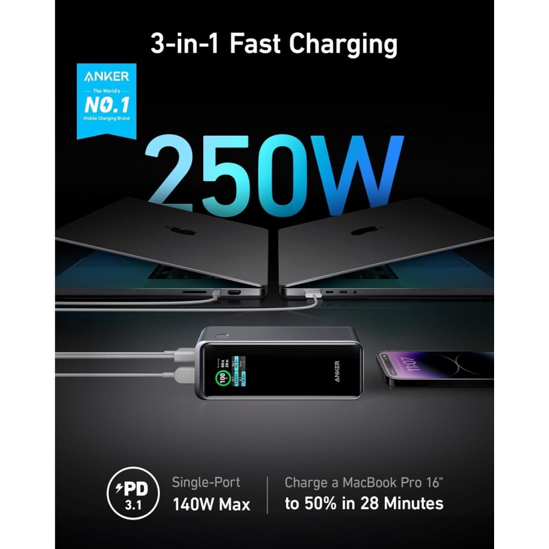 Anker Prime 27,650mAh Power Bank (250W) Black - A1340011