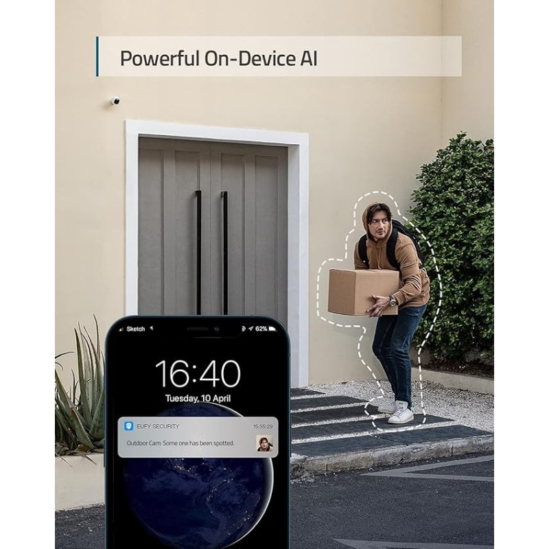 Anker eufy Security Solo OutdoorCam, All-in-One Outdoor Security Camera with 2K Resolution - T8441221