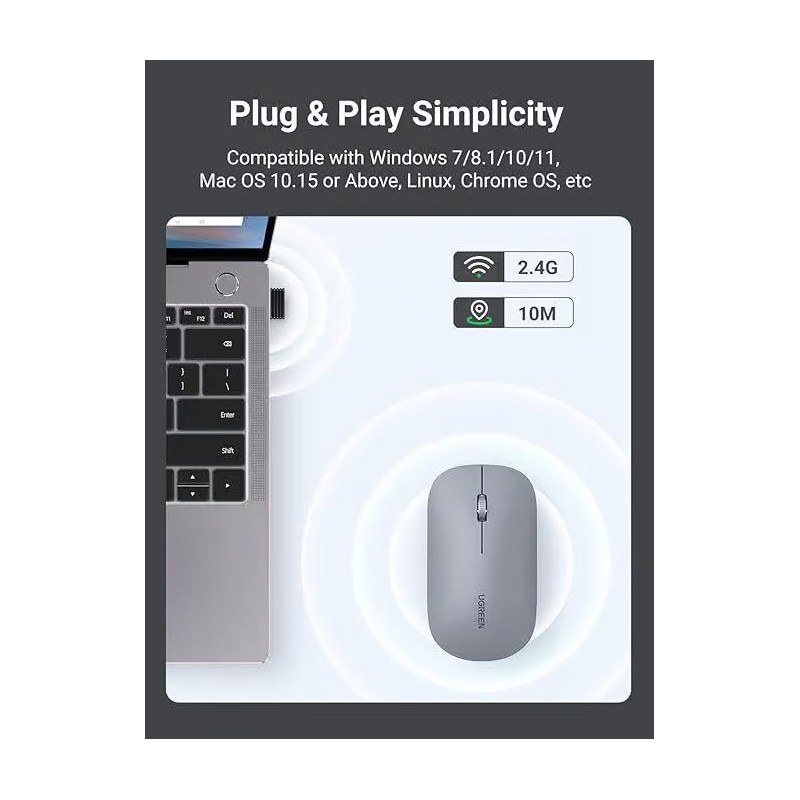 UGREEN Wireless Mouse Portable with USB Receiver - MU001 - 90373