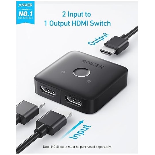 Anker HDMI Switch (2 in1 out) Gray - A83H10A1