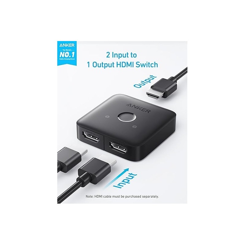 Anker HDMI Switch (2 in1 out) Gray - A83H10A1