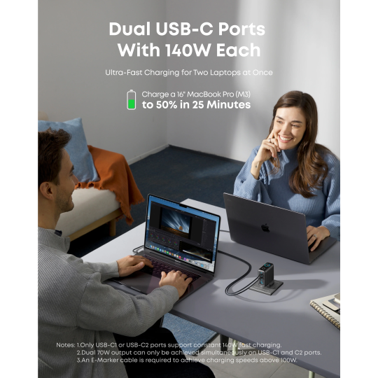 Anker Charger (140W, 4-Port, PD 3.1) with USB-C Cable - B2697G41