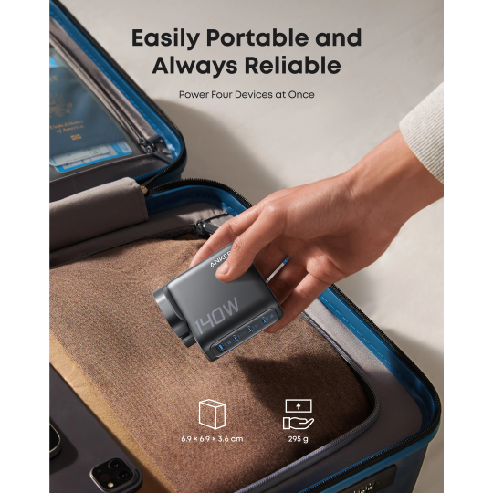 Anker Charger (140W, 4-Port, PD 3.1) with USB-C Cable - B2697G41