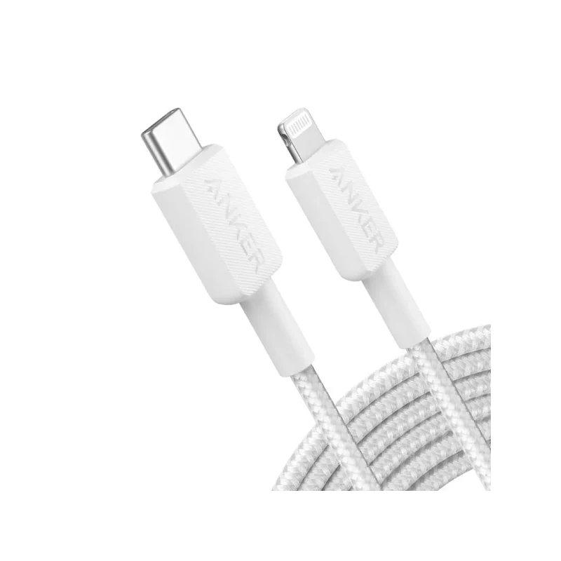Anker 322 USB-C to  Lightning Cable (10ft Braided) White - A81B7H11