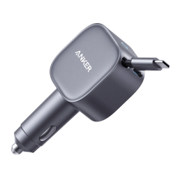 Anker Nano Car Charger (75W, USB-C Port, Built-In Retractable USB-C Cable) Gray - A2738HA1