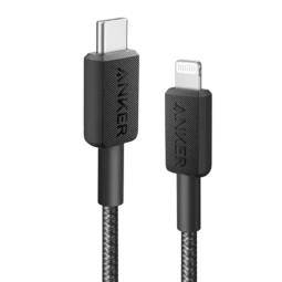 Anker 322 USB-C to Lightning Cable Braided - 1.8m/6ft -Black - A81B6H11 - A81B6H21