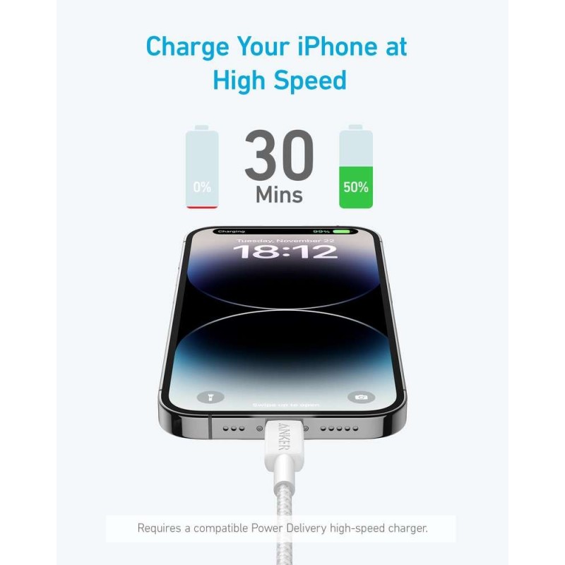 Anker 322 USB-C to Lightning Cable - A81B5H21 - A81B5H11