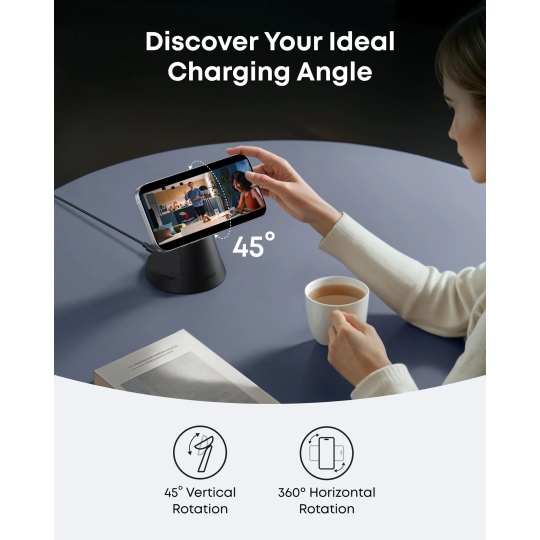 Anker MagGo Wireless Charging Station (3-in-1, Dock Stand) cable and charger bundle (G)- Europe (excluded UK plug) - B25M4G11