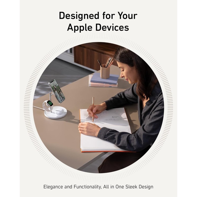 Anker MagGo Wireless Charging Station (15W, 3-in-1 Stand) Cable and Charger Bundle - B25M3311ff